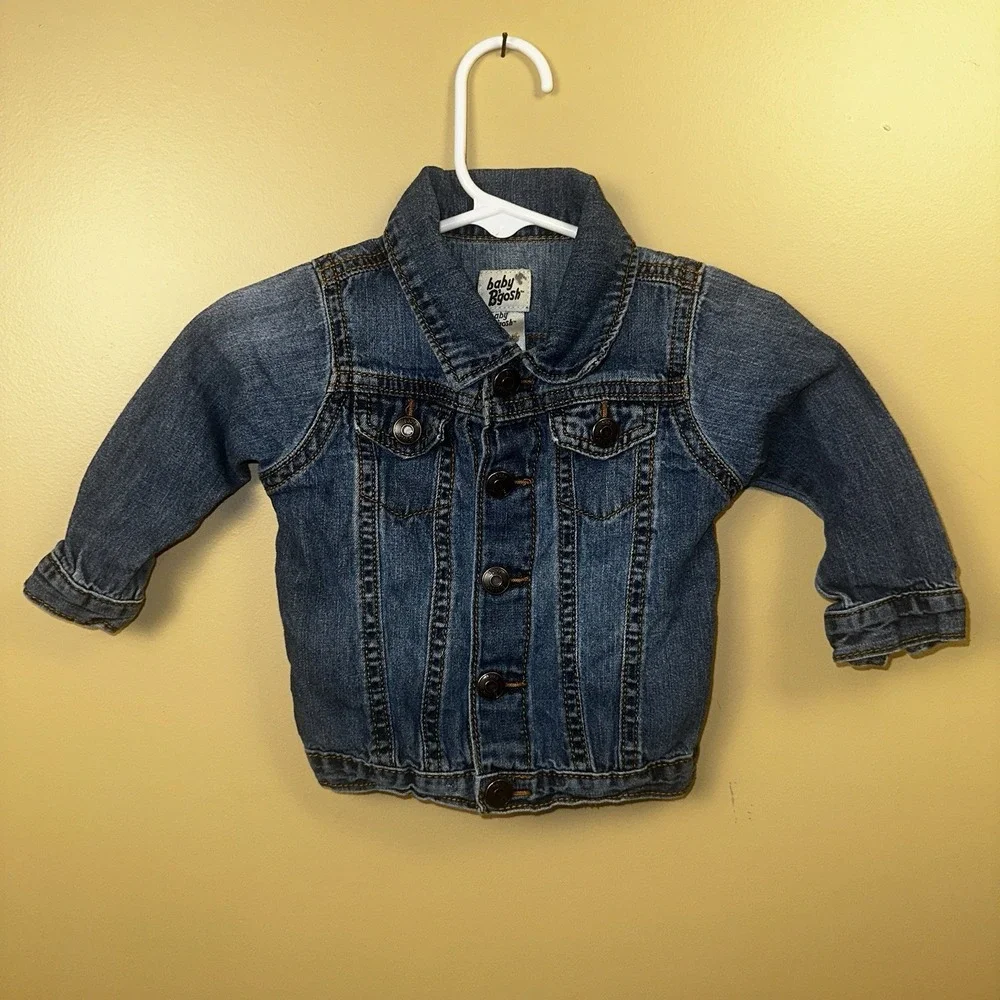 OshKosh Baby B'gosh label Denim Blue Jean‎ Jacket 6 Months Soft Fabric EUC Snaps
